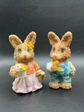 Vintage K's Collection - Girl/Boy Easter Bunny Figurines Flowers Chicks